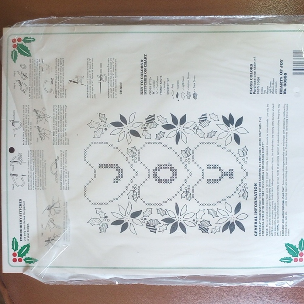 NWT 3 Bucilla Christmas Stamped Cross Stitch Samplers. Snowman Joy Holly Flowers - Picture 6 of 7